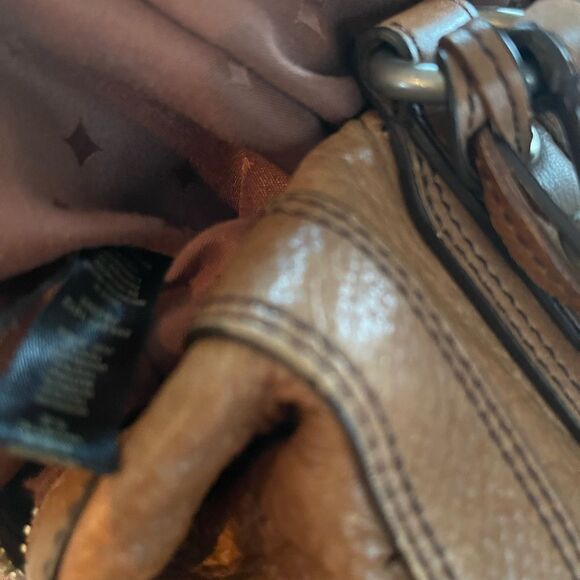 Fossil Marlow Brown Leather satchel faded gold tone hardwares and accent. - Picture 16 of 16